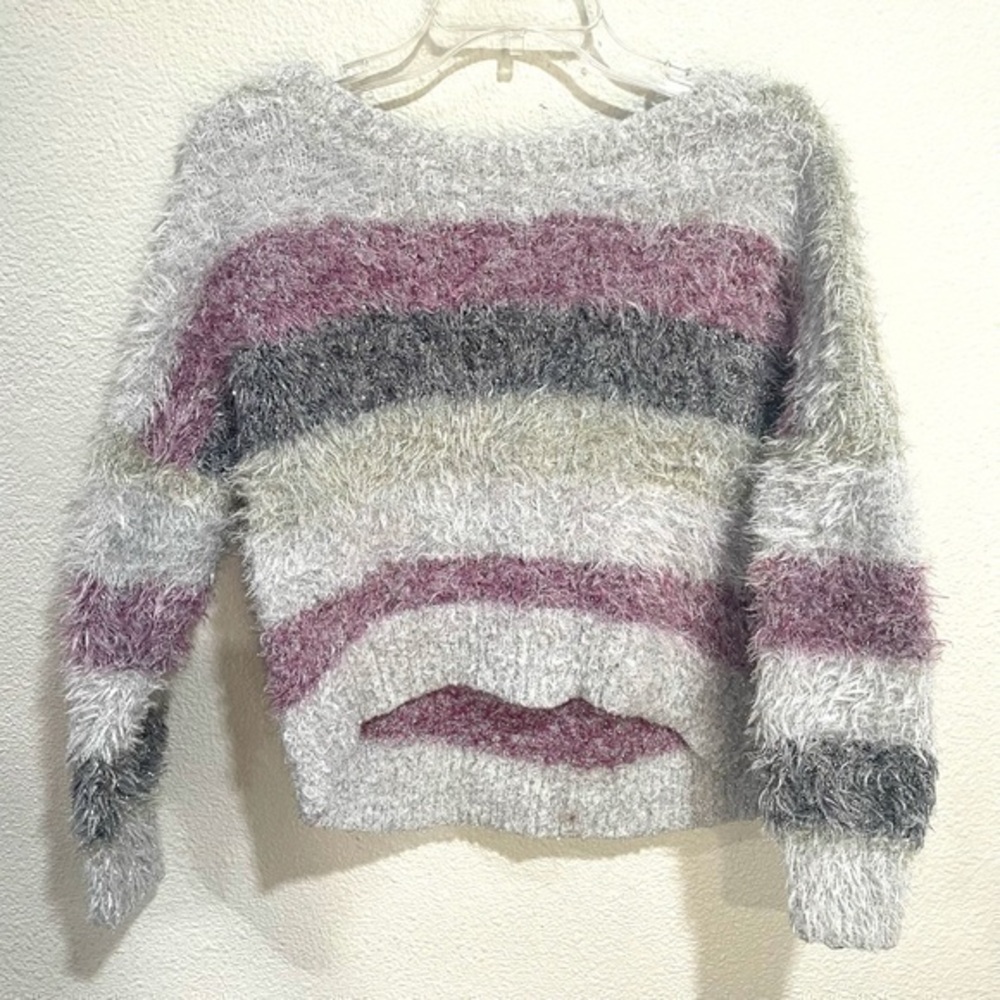 WILD FABLE metallic striped fuzzy sweater size large